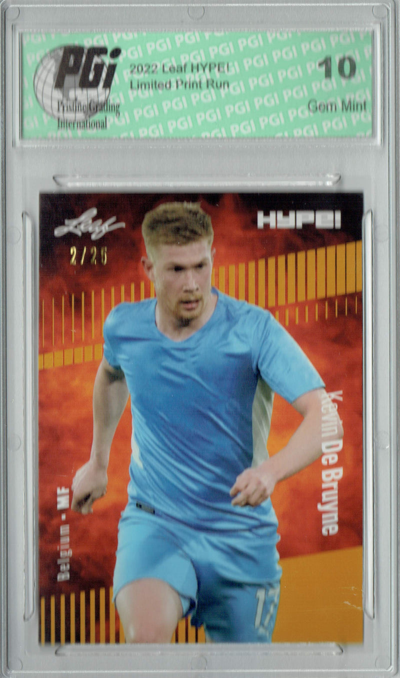 Kevin De Bruyne 2022 Leaf HYPE! #95 Gold SP, 25 Made Trading Card PGI 10