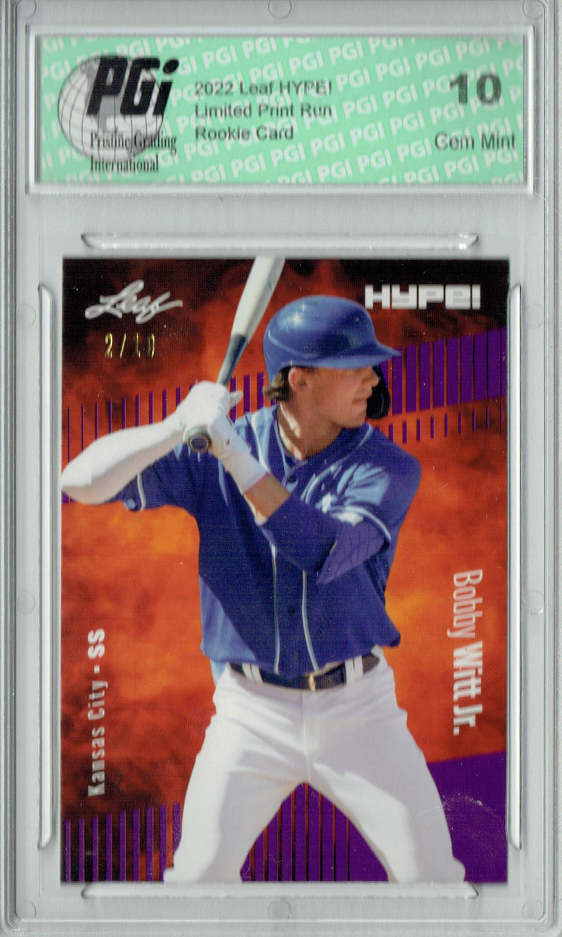 Bobby Witt 2022 Leaf HYPE! #66 Purple SP, 10 Made Rookie Card PGI 10