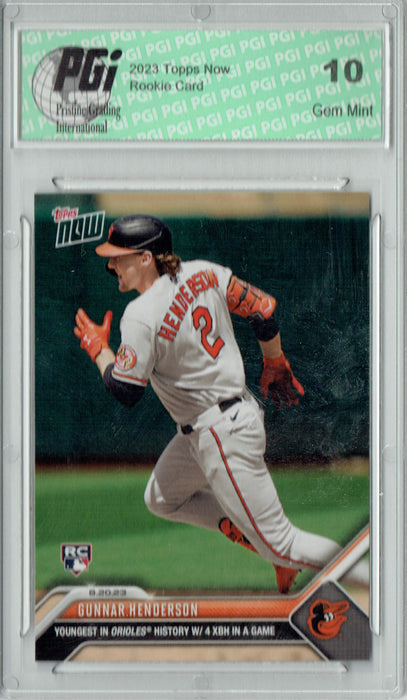 Gunnar Henderson 2023 Topps Now #738 Youngest in Orioles History Rookie Card PGI 10