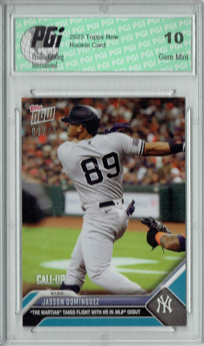 Jasson Dominguez 2023 Topps Now #798 Blue SP #2/49 Rookie Card PGI 10