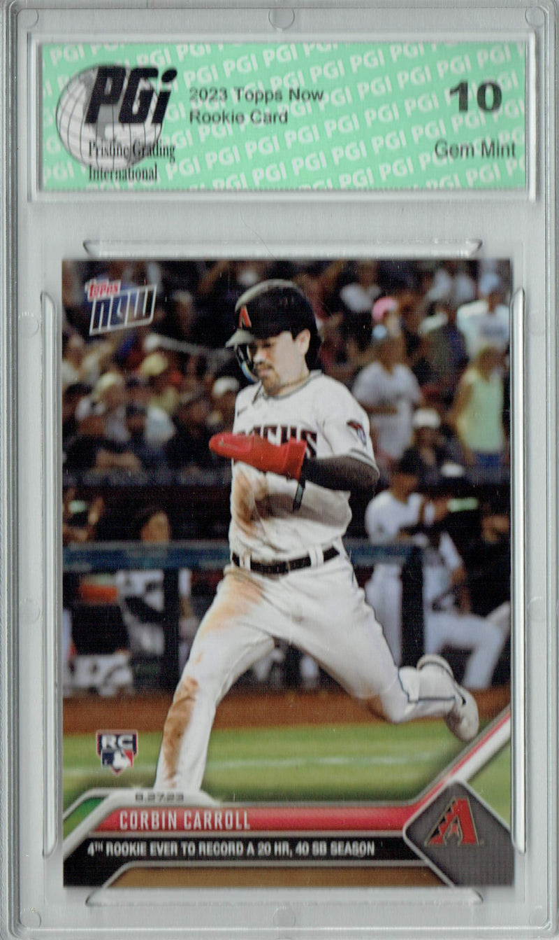 Corbin Carroll 2023 Topps Now #773 20 HR, 40 SB Season Rookie Card PGI 10