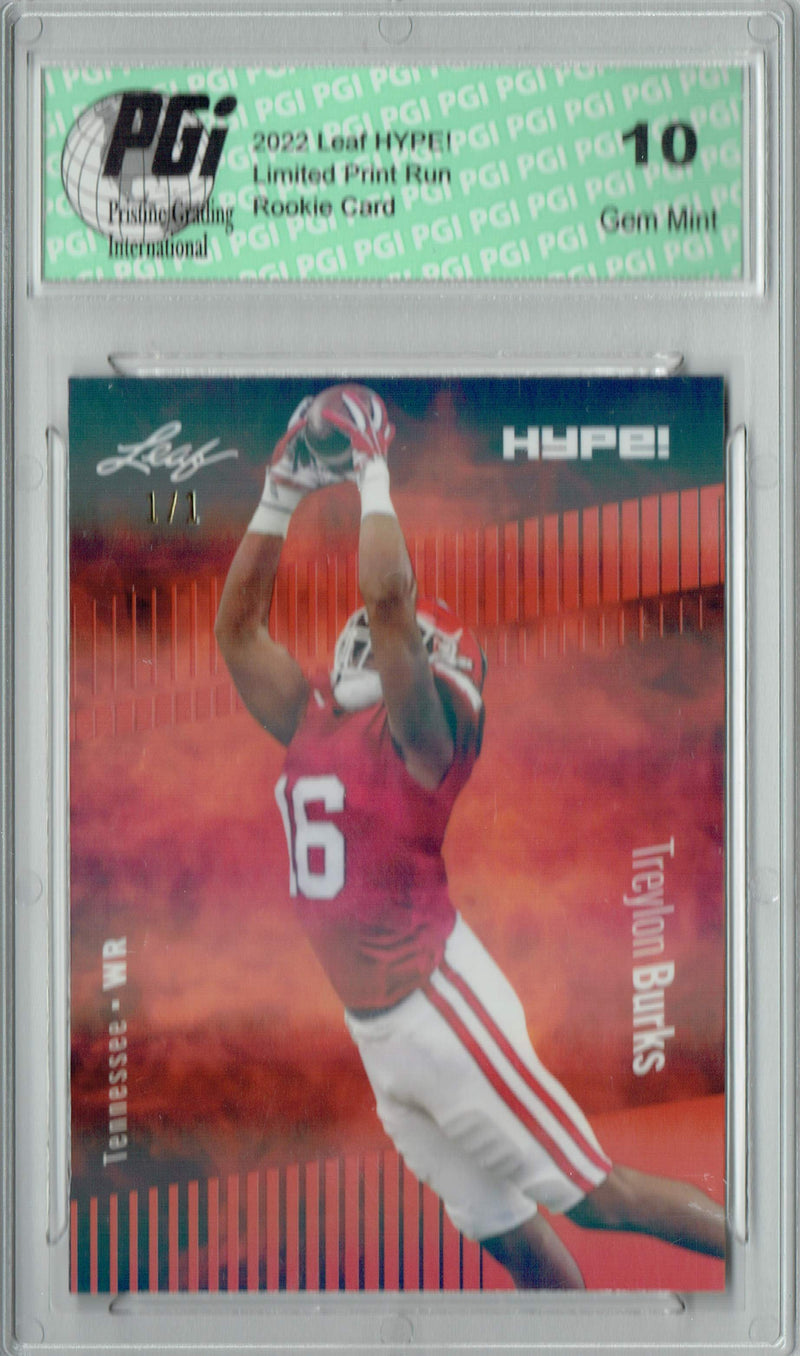 Treylon Burks 2022 Leaf Hype #89 Orange Shimmer #1/1 Rookie Card PGI 10