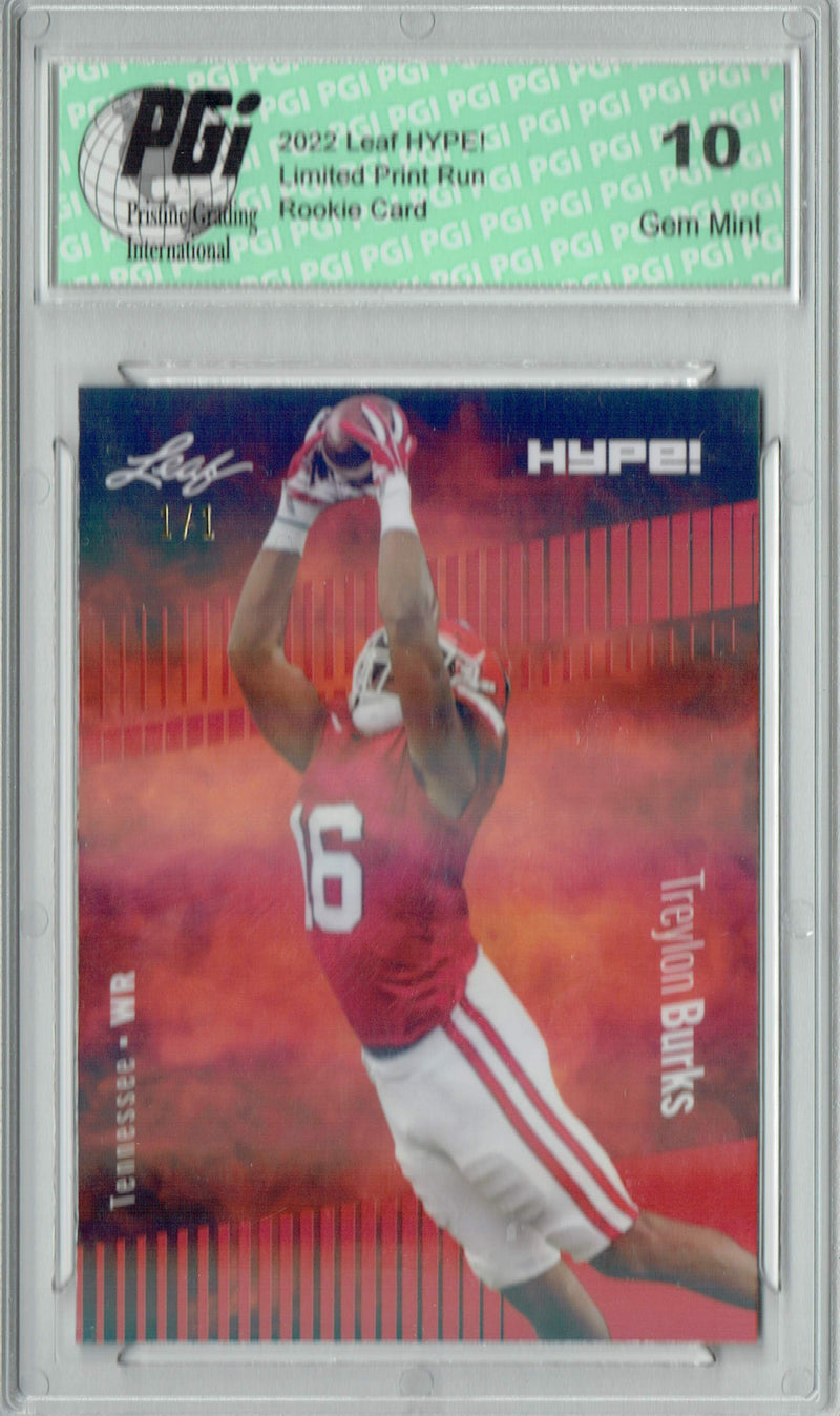 Treylon Burks 2022 Leaf Hype #89 Red Shimmer #1/1 Rookie Card PGI 10