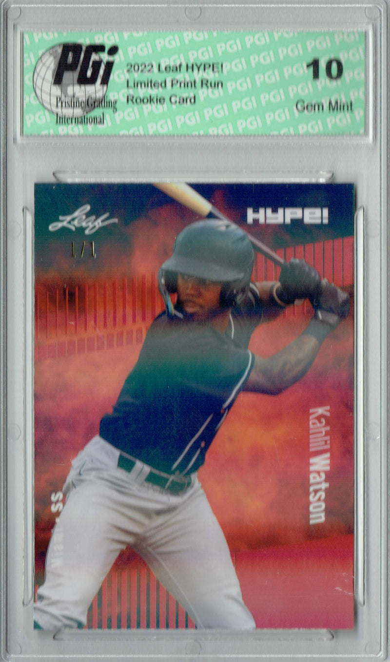 Kahlil Watson 2022 Leaf Hype #69 Orange Shimmer #1/1 Rookie Card PGI 10