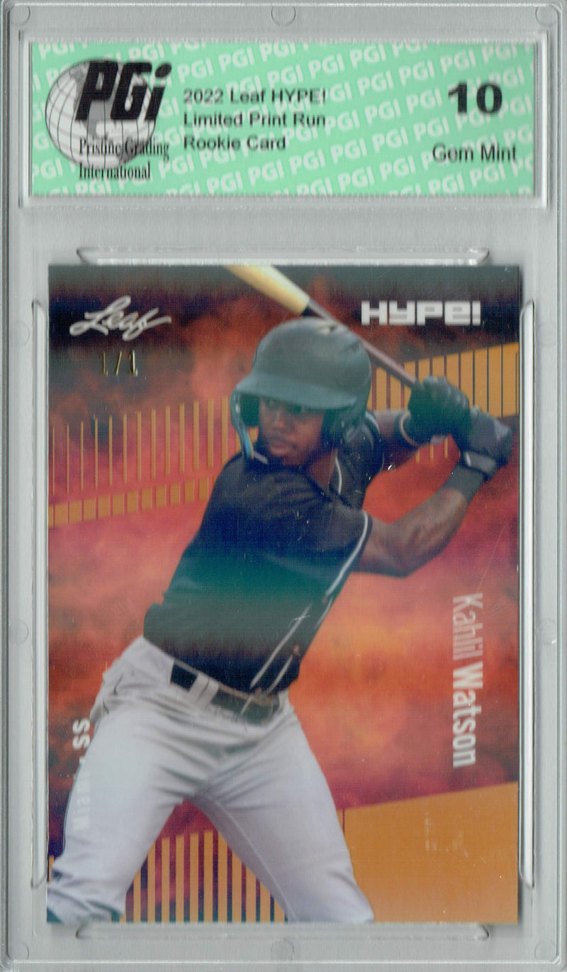 Kahlil Watson 2022 Leaf Hype #69 Gold Shimmer #1/1 Rookie Card PGI 10