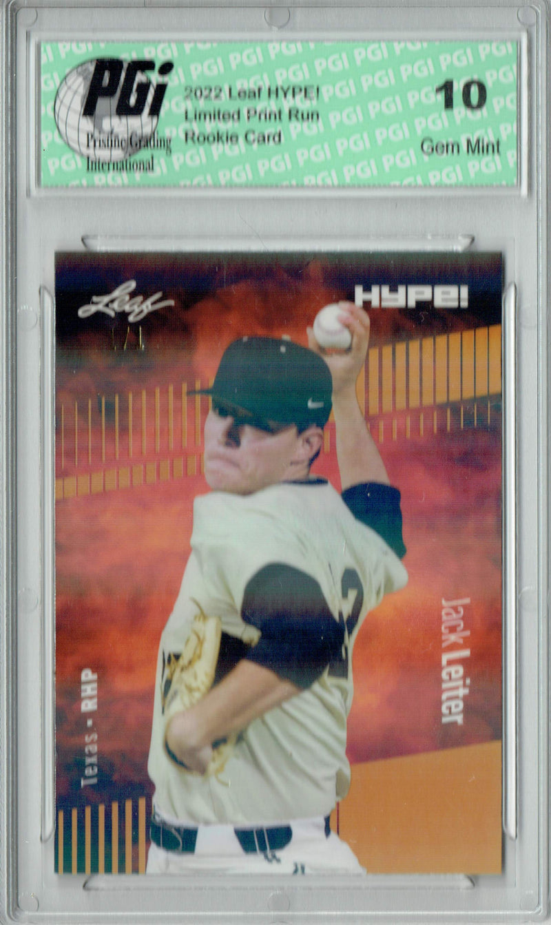 Jack Leiter 2022 Leaf Hype #68 Gold Shimmer #1/1 Rookie Card PGI 10