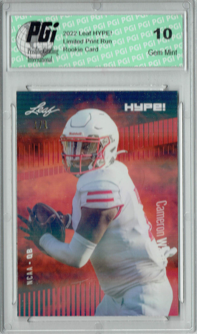 Cam Ward Rookie Card Tennessee PGI 10 Gem Mint Football Trading Card 2022 Leaf Hype #78 Red Shimmer #1/1