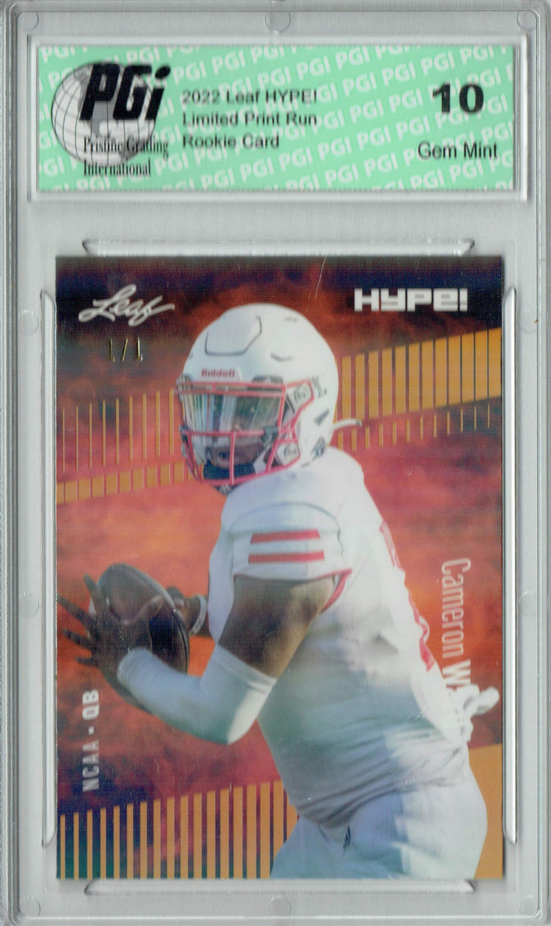 Cam Ward Rookie Card Tennessee PGI 10 Gem Mint Football Trading Card 2022 Leaf Hype #78 Gold Shimmer #1/1