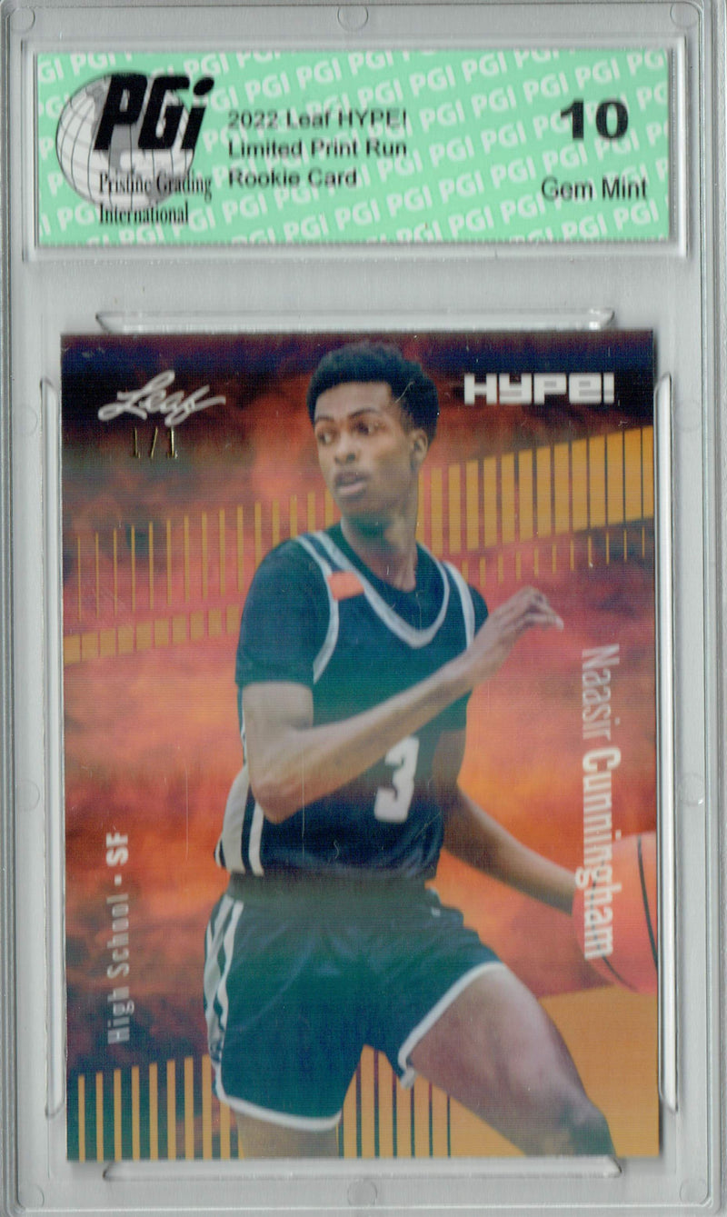 Nassir Cunningham 2022 Leaf Hype #73 Gold Shimmer #1/1 Rookie Card PGI 10