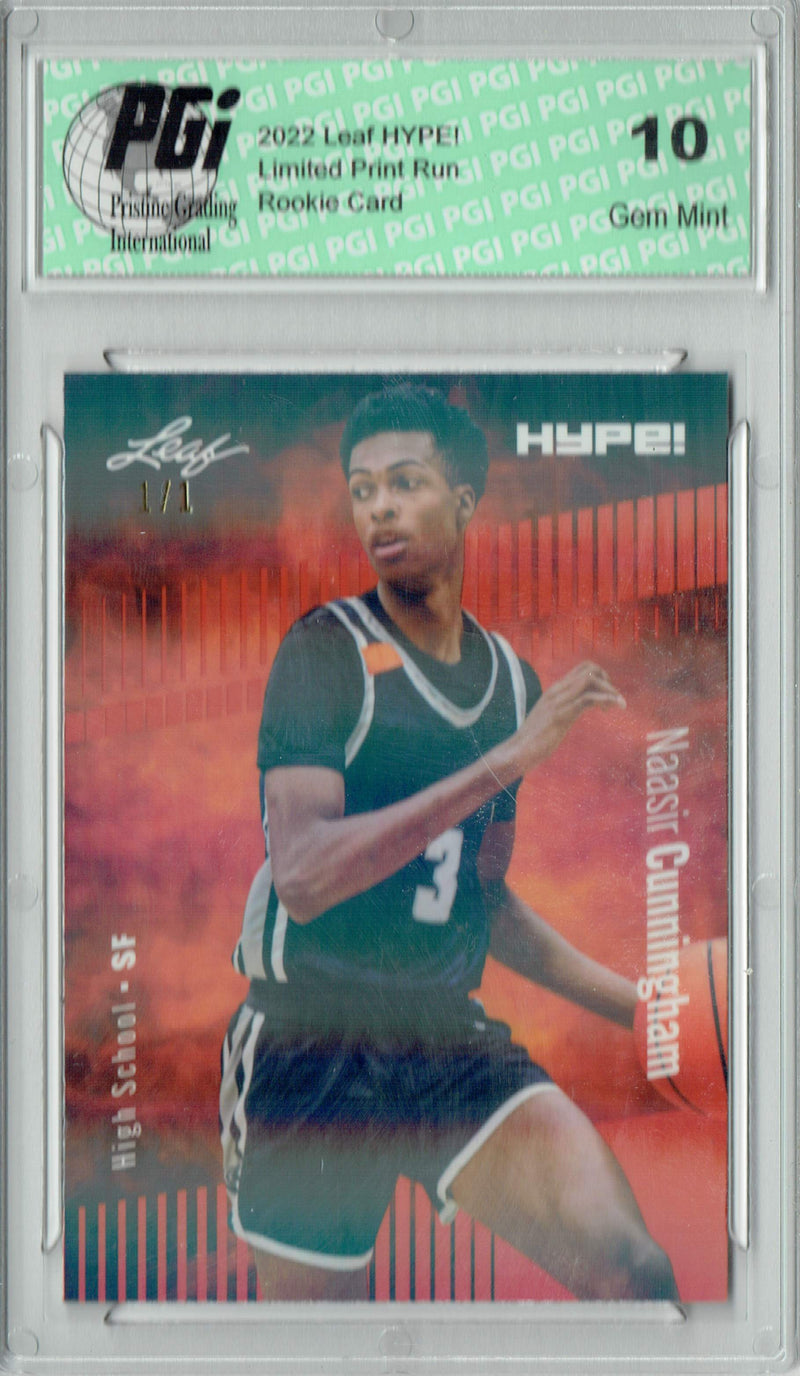 Nassir Cunningham 2022 Leaf Hype #73 Orange Shimmer #1/1 Rookie Card PGI 10