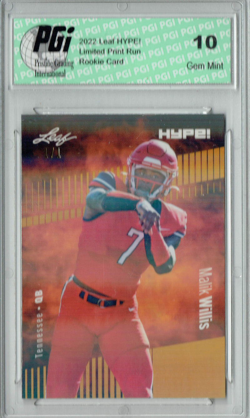 Malik Willis 2022 Leaf Hype #83 Gold Shimmer #1/1 Rookie Card PGI 10