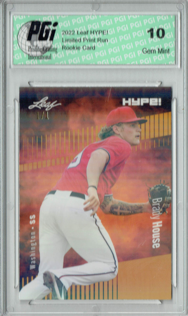 Brady House 2022 Leaf Hype #70 Gold Shimmer #1/1 Rookie Card PGI 10