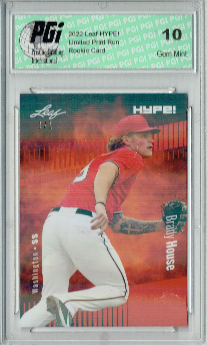 Brady House 2022 Leaf Hype #70 Orange Shimmer #1/1 Rookie Card PGI 10