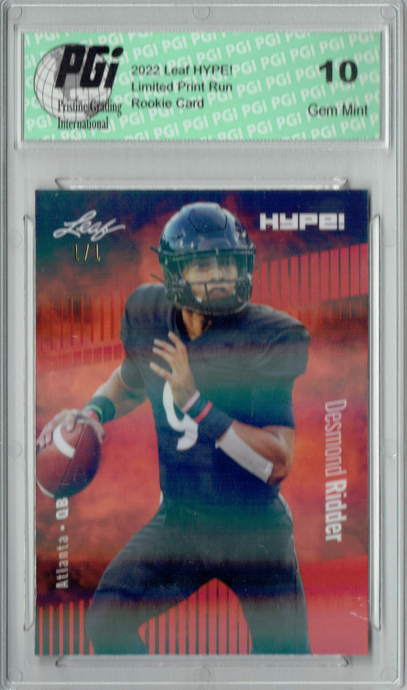Desmond Ridder 2022 Leaf Hype #82 Red Shimmer #1/1 Rookie Card PGI 10