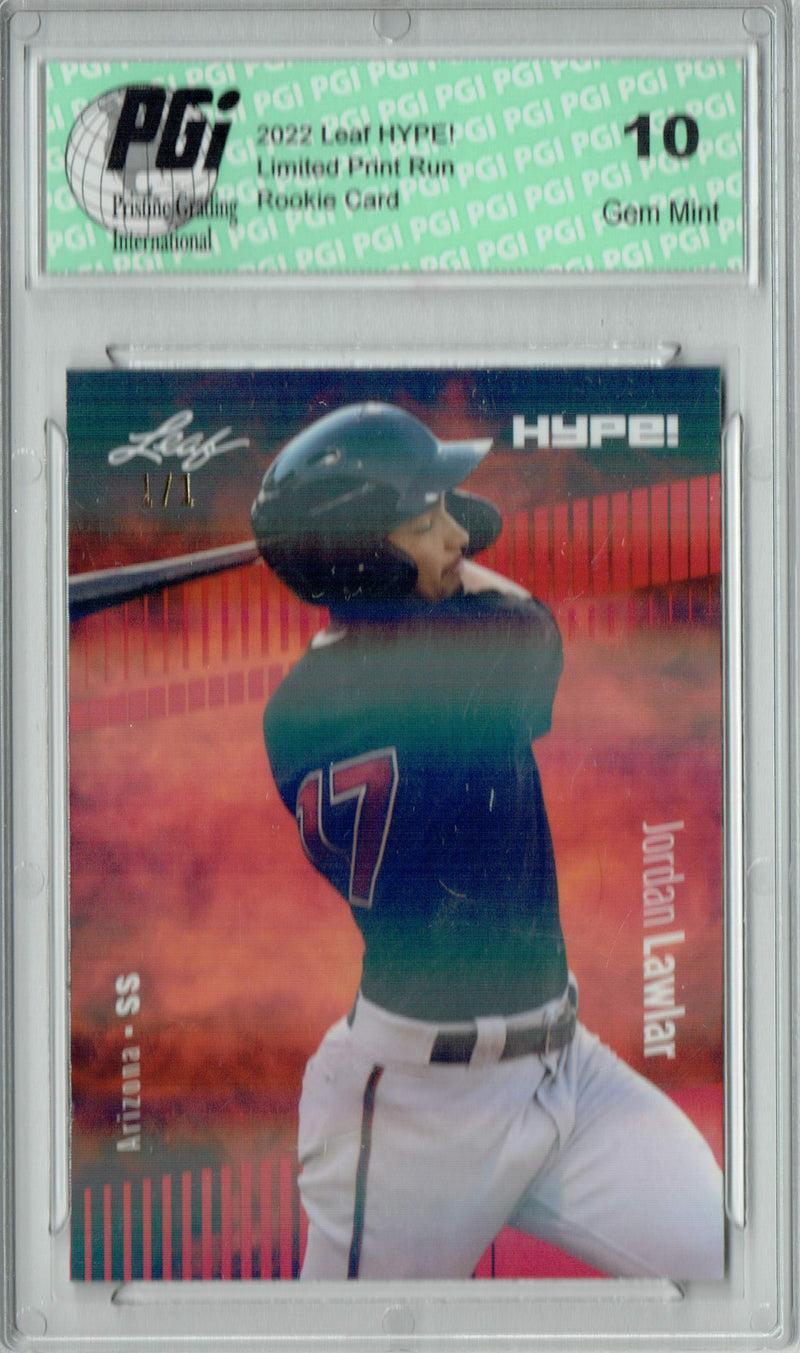 Jordan Lawlar 2022 Leaf Hype #71 Red Shimmer #1/1 Rookie Card PGI 10