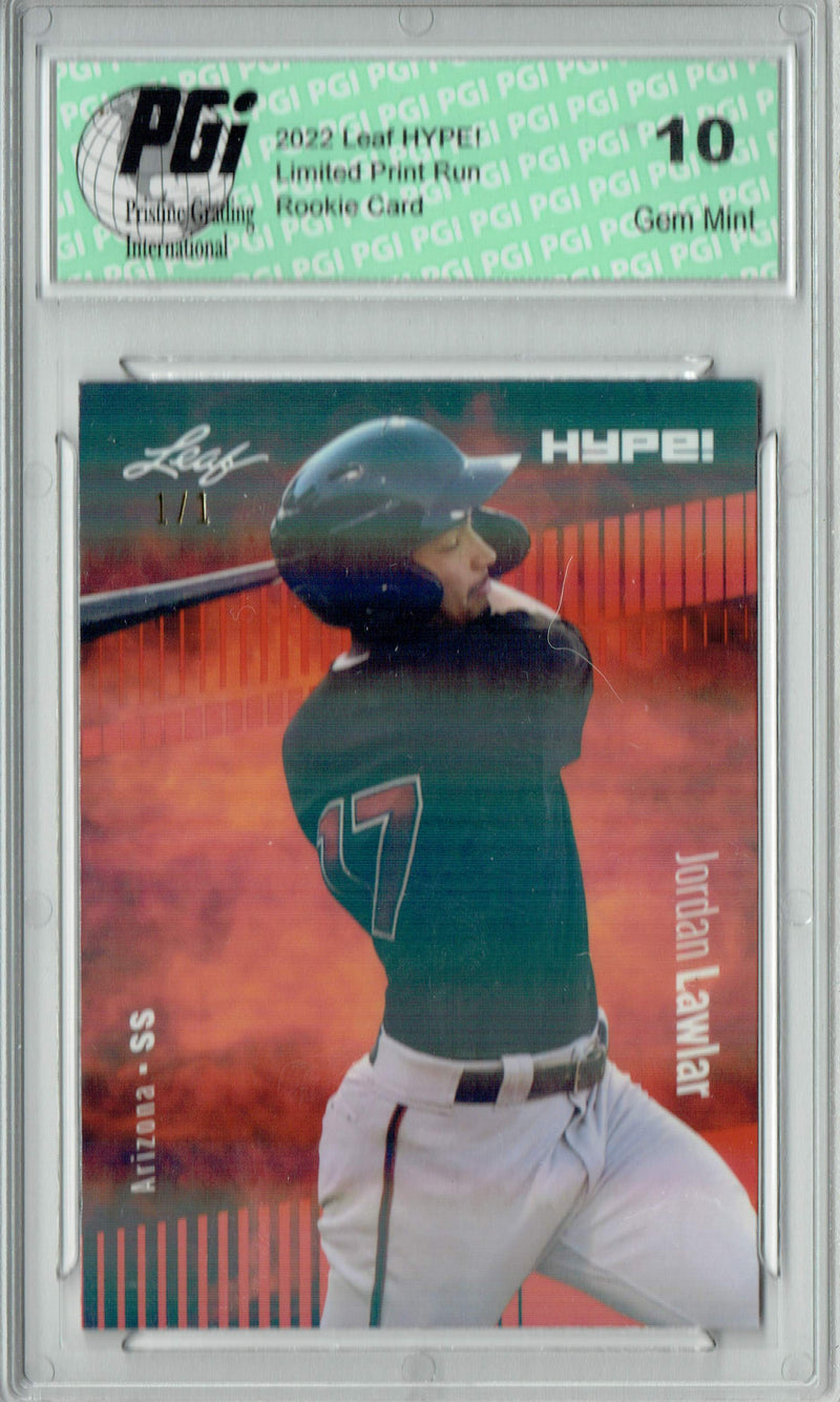 Jordan Lawlar 2022 Leaf Hype #71 Orange Shimmer #1/1 Rookie Card PGI 10