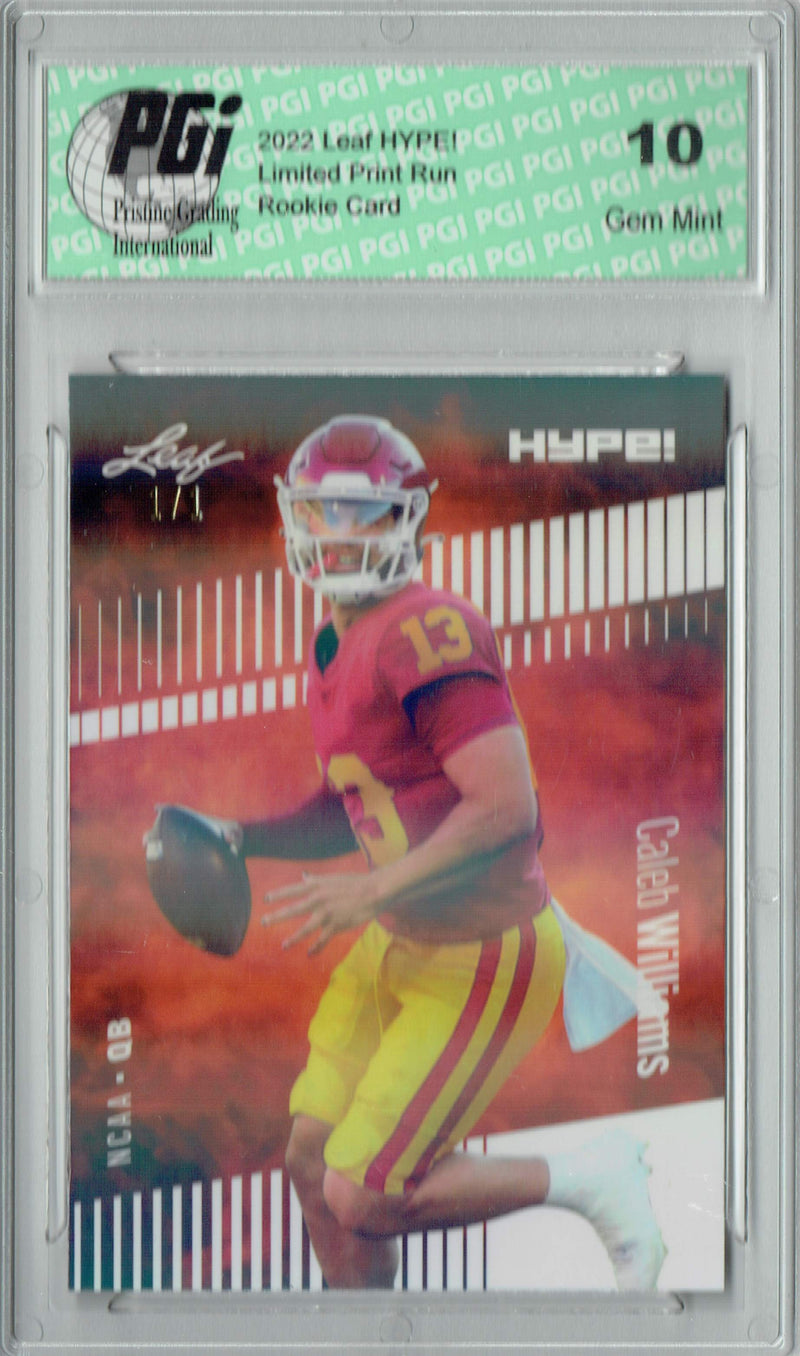 Caleb Williams Rookie Card USC / Chicago PGI 10 Gem Mint Football Trading Card 2022 Leaf Hype #96A White Shimmer #1/1