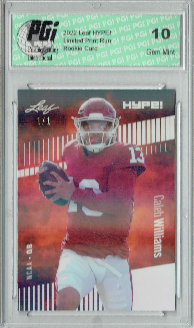 Caleb Williams Rookie Card USC / Chicago PGI 10 Gem Mint Football Trading Card 2022 Leaf Hype #96 White Shimmer #1/1