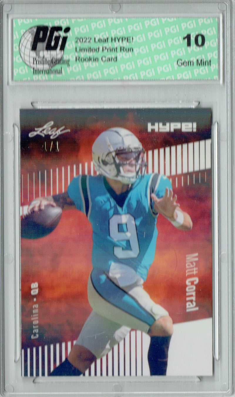 Matt Corral 2022 Leaf Hype #97 White Shimmer #1/1 Rookie Card PGI 10