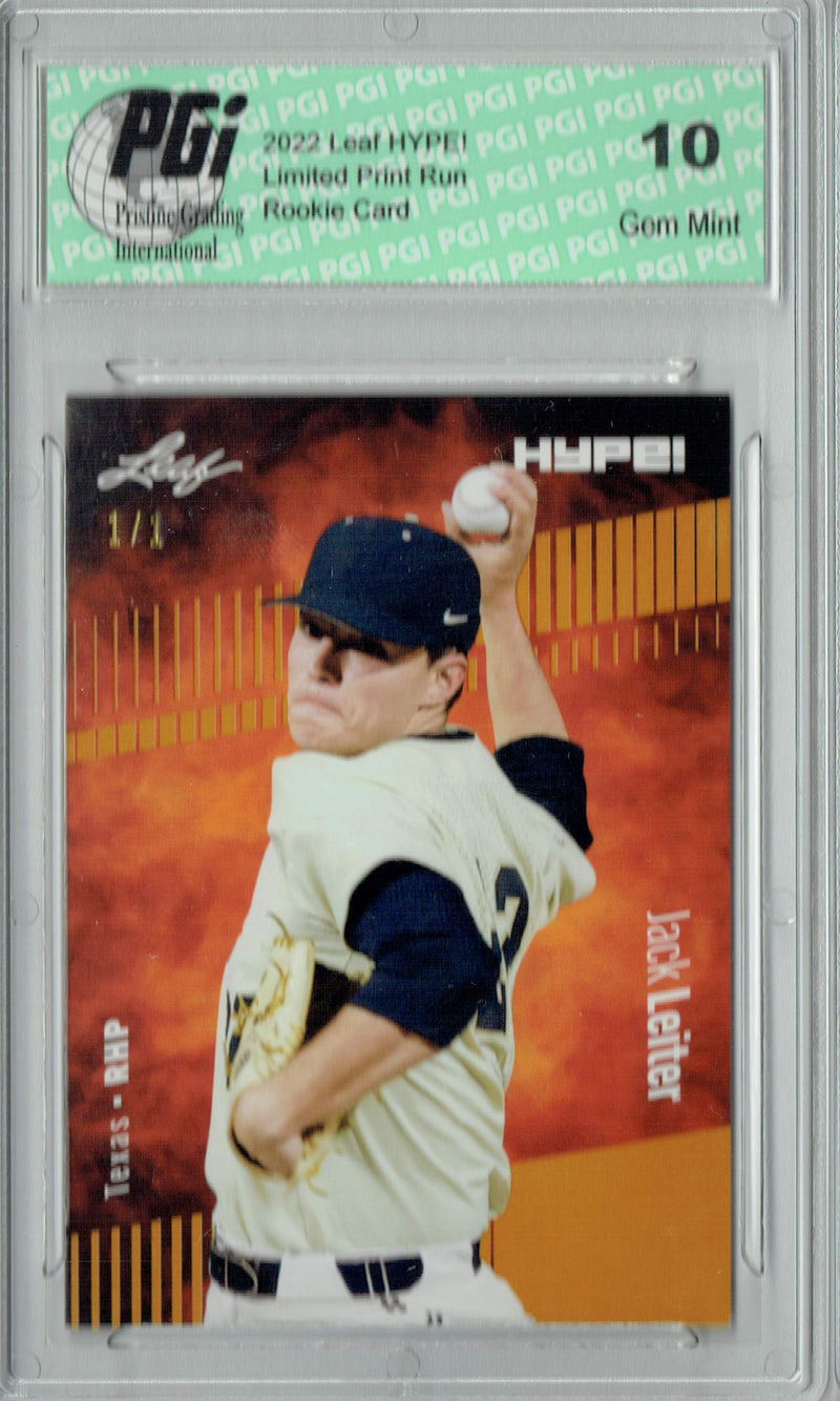 Jack Leiter 2022 Leaf Hype #68 Gold Blank Back #1/1 Rookie Card PGI 10