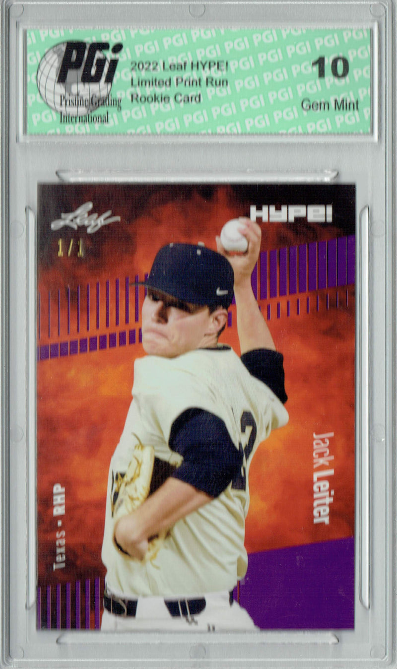 Jack Leiter 2022 Leaf Hype #68 Purple Blank Back #1/1 Rookie Card PGI 10