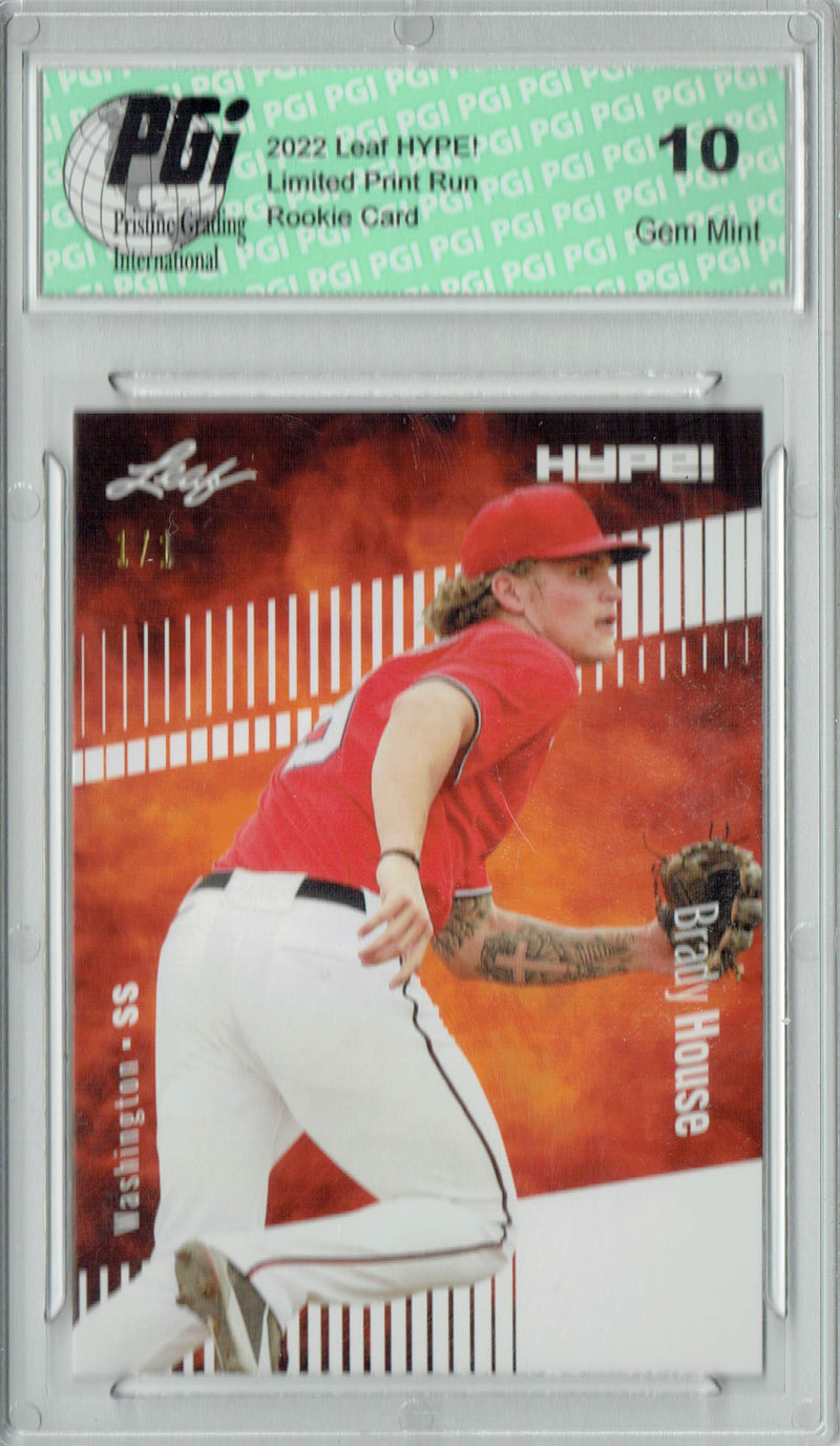 Brady House 2022 Leaf Hype #70 White Blank Back #1/1 Rookie Card PGI 10
