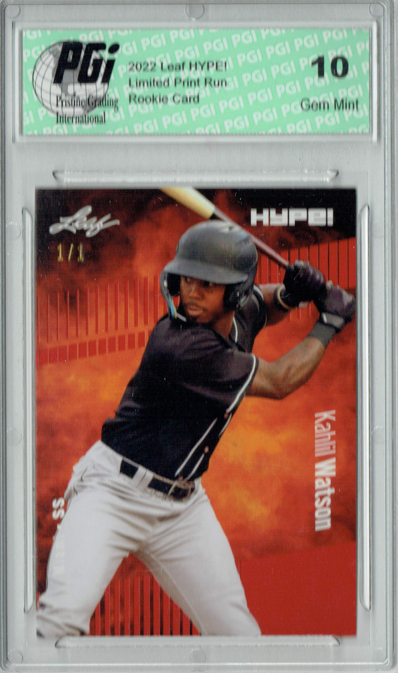 Kahlil Watson 2022 Leaf Hype #69 Red Blank Back #1/1 Rookie Card PGI 10