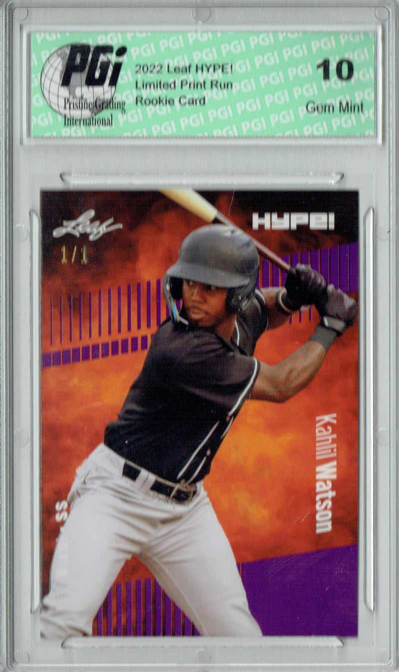Kahlil Watson 2022 Leaf Hype #69 Purple Blank Back #1/1 Rookie Card PGI 10