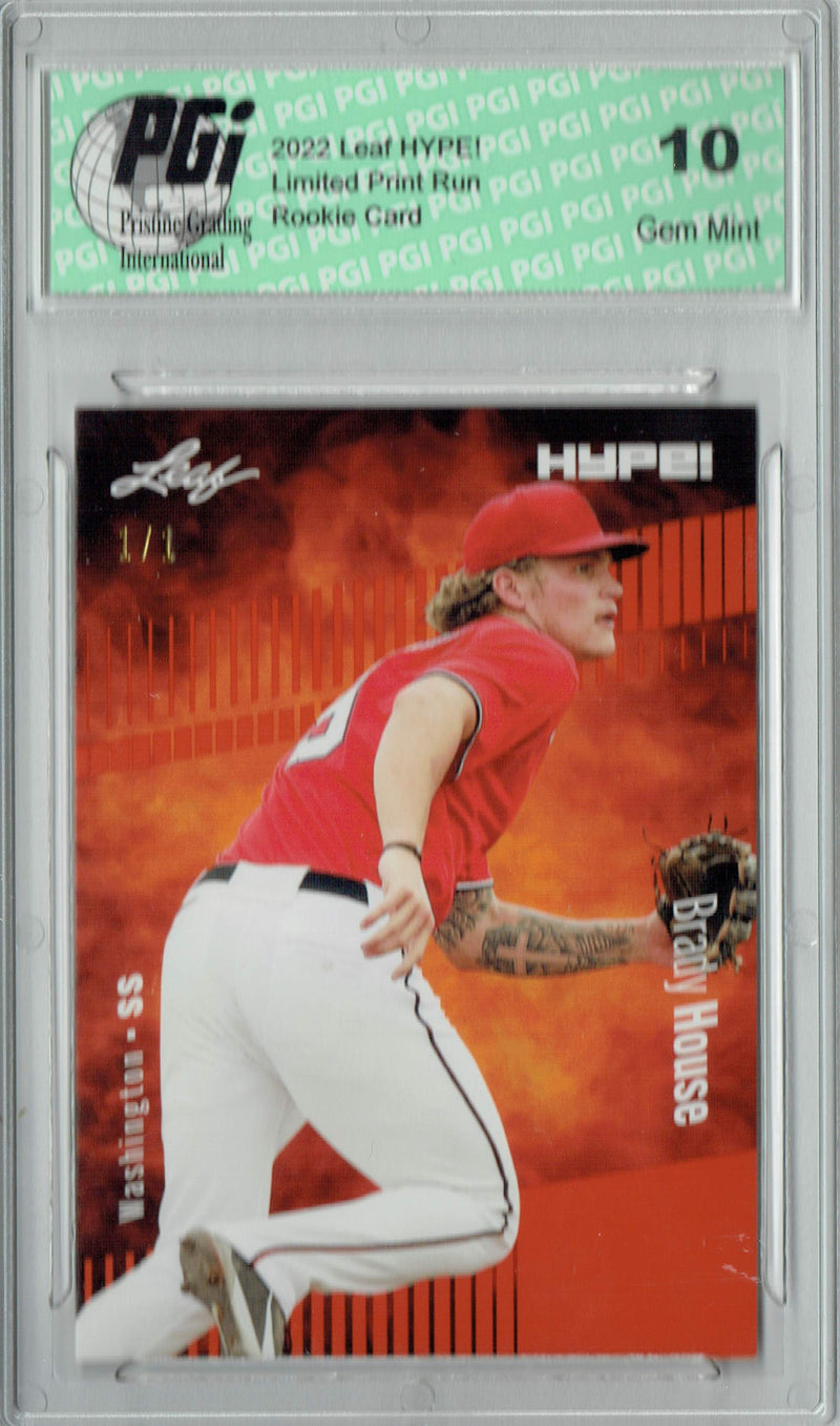 Brady House 2022 Leaf Hype #70 Orange Blank Back #1/1 Rookie Card PGI 10