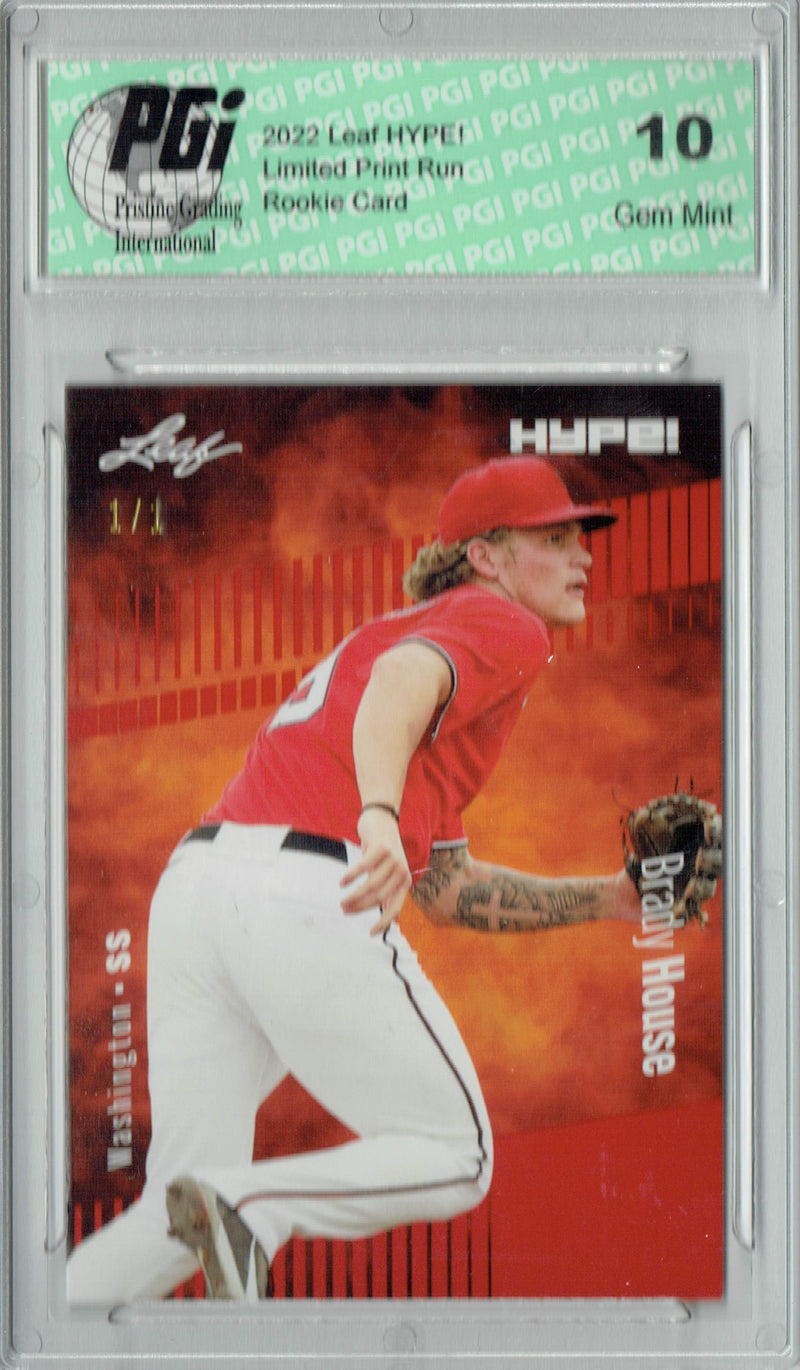 Brady House 2022 Leaf Hype #70 Red Blank Back #1/1 Rookie Card PGI 10