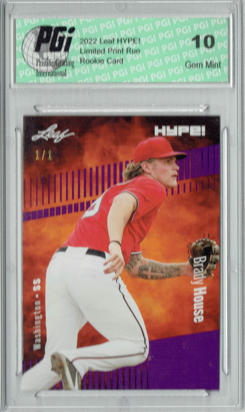 Brady House 2022 Leaf Hype #70 Purple Blank Back #1/1 Rookie Card PGI 10