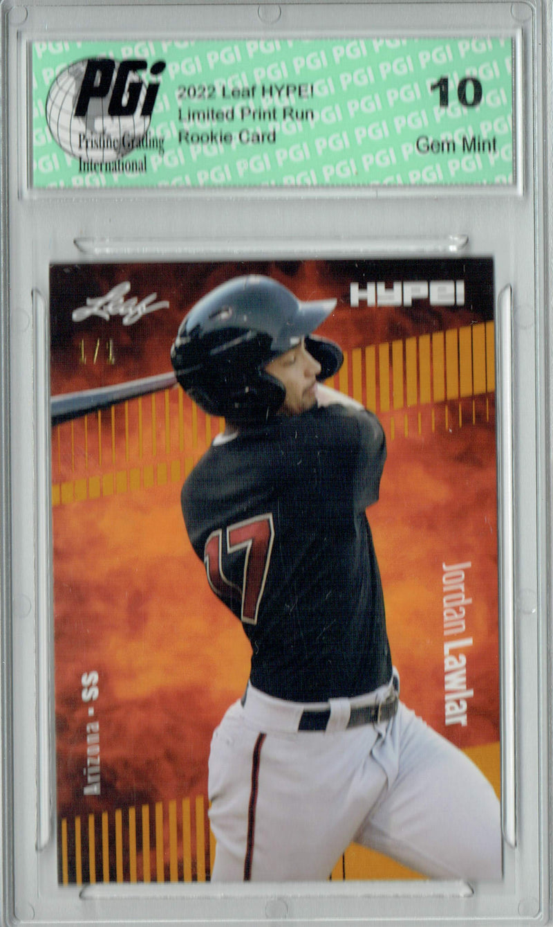 Jordan Lawlar 2022 Leaf Hype #71 Gold Blank Back #1/1 Rookie Card PGI 10