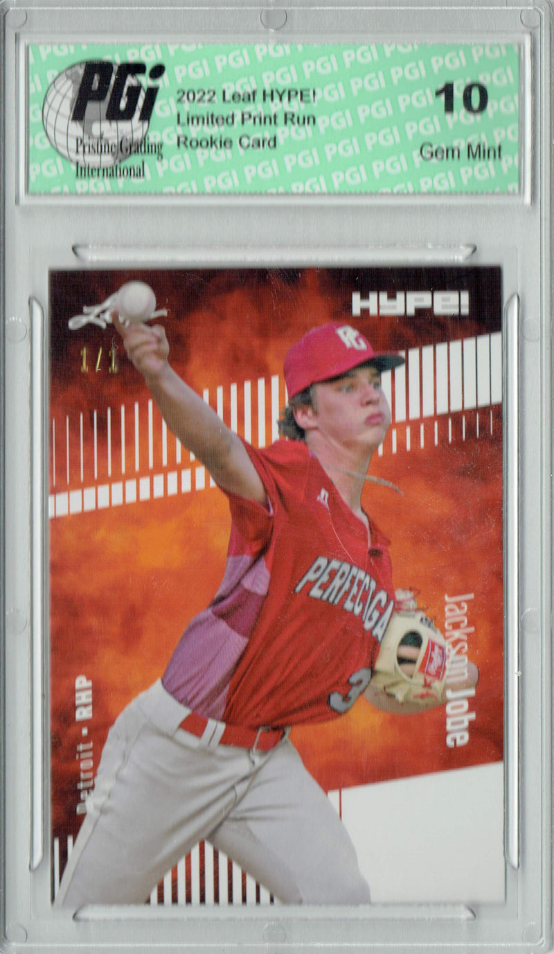 Jackson Jobe 2022 Leaf Hype #72 White Blank Back #1/1 Rookie Card PGI 10