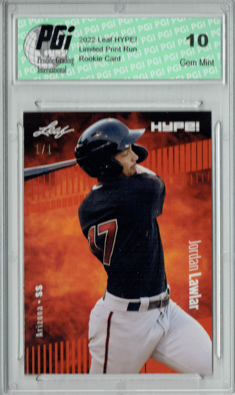 Jordan Lawlar 2022 Leaf Hype #71 Orange Blank Back #1/1 Rookie Card PGI 10