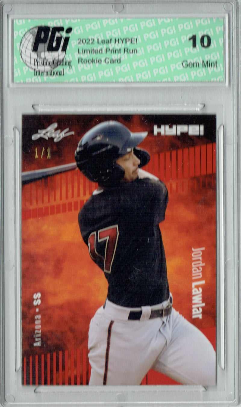 Jordan Lawlar 2022 Leaf Hype #71 Red Blank Back #1/1 Rookie Card PGI 10