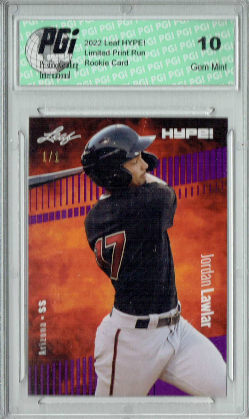 Jordan Lawlar 2022 Leaf Hype #71 Purple Blank Back #1/1 Rookie Card PGI 10