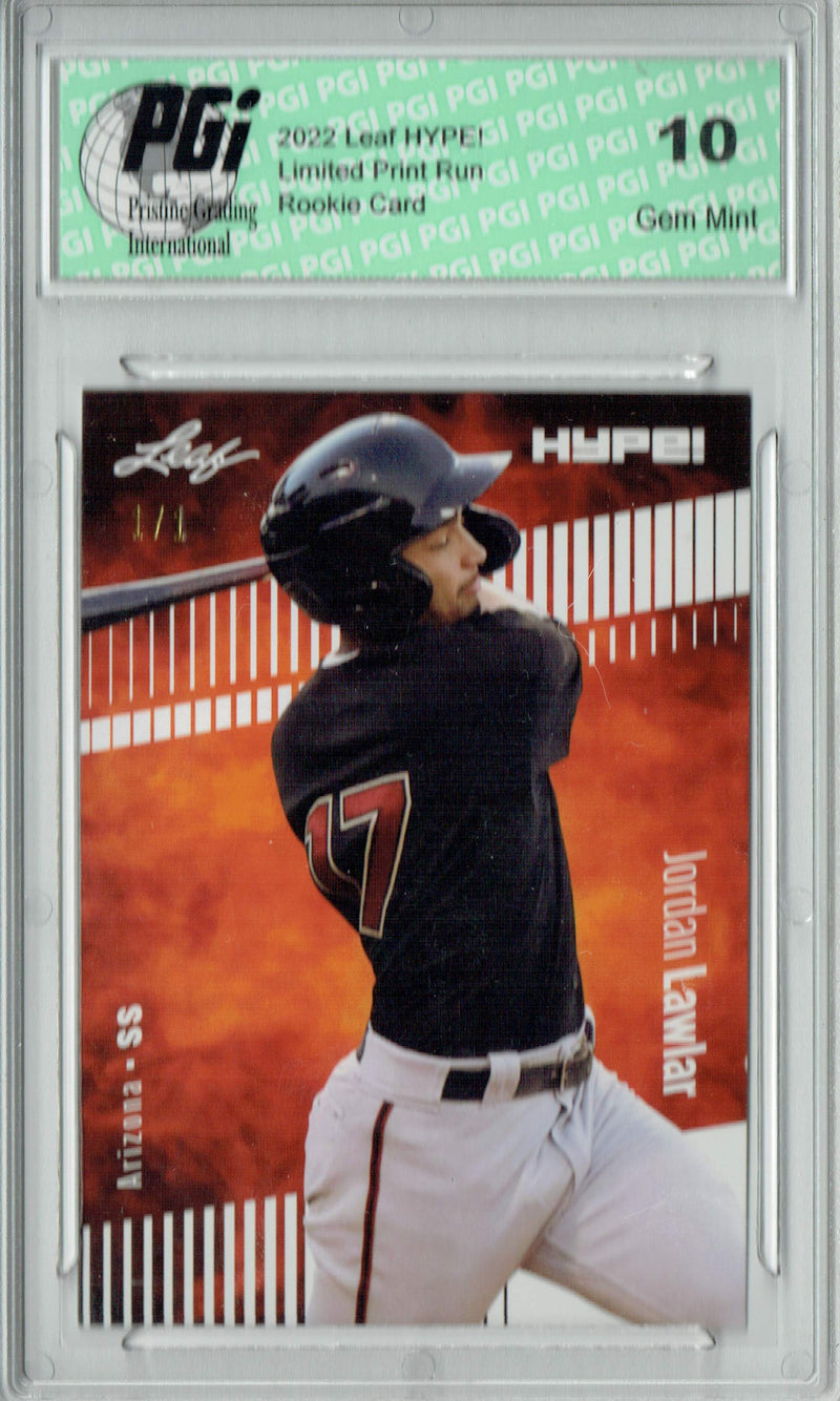 Jordan Lawlar 2022 Leaf Hype #71 White Blank Back #1/1 Rookie Card PGI 10