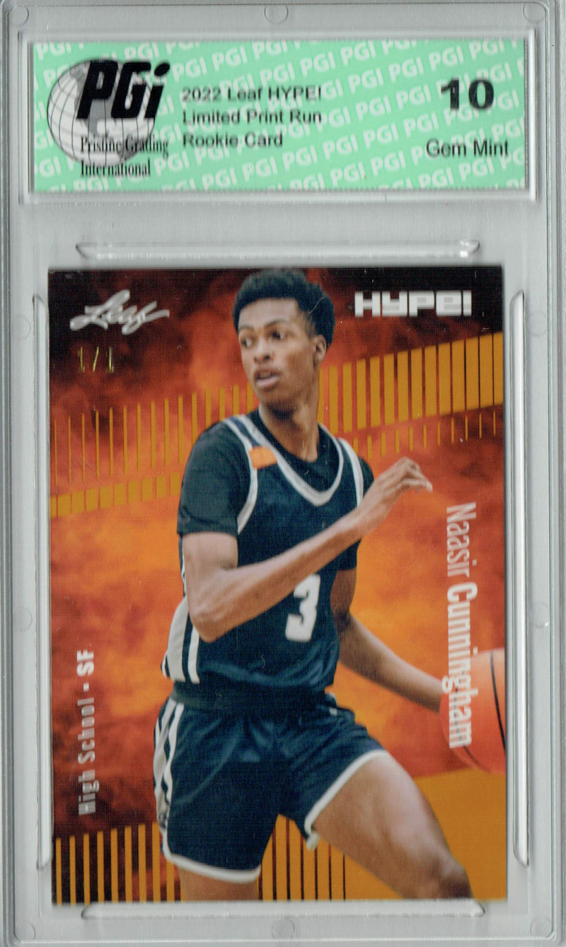 Nassir Cunningham 2022 Leaf Hype #73 Gold Blank Back #1/1 Rookie Card PGI 10
