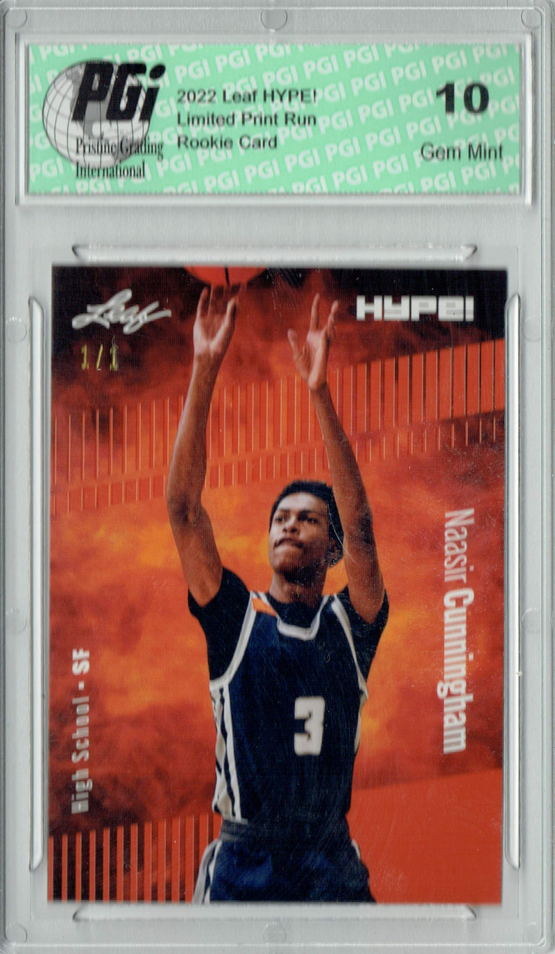 Nassir Cunningham 2022 Leaf Hype #73A Orange Blank Back #1/1 Rookie Card PGI 10