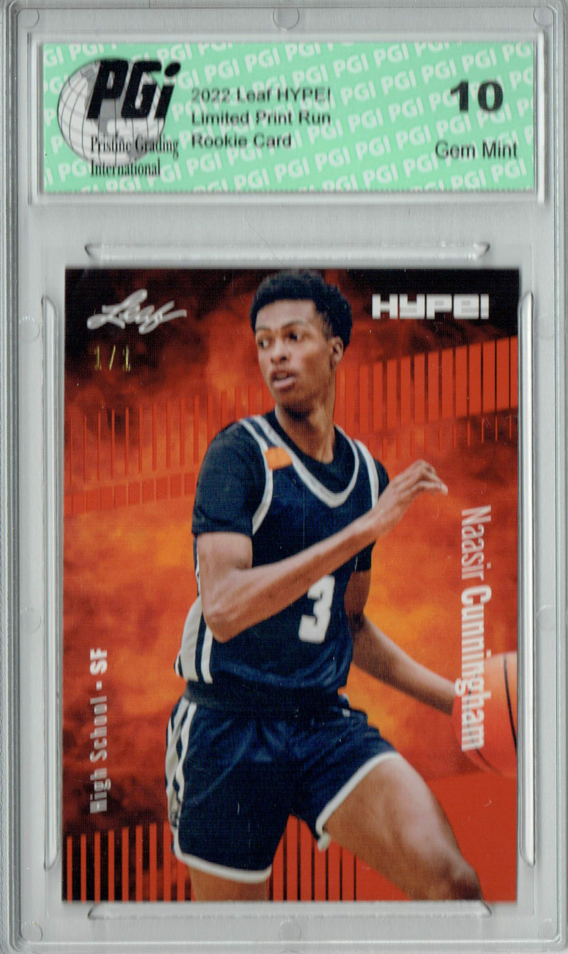 Nassir Cunningham 2022 Leaf Hype #73 Orange Blank Back #1/1 Rookie Card PGI 10