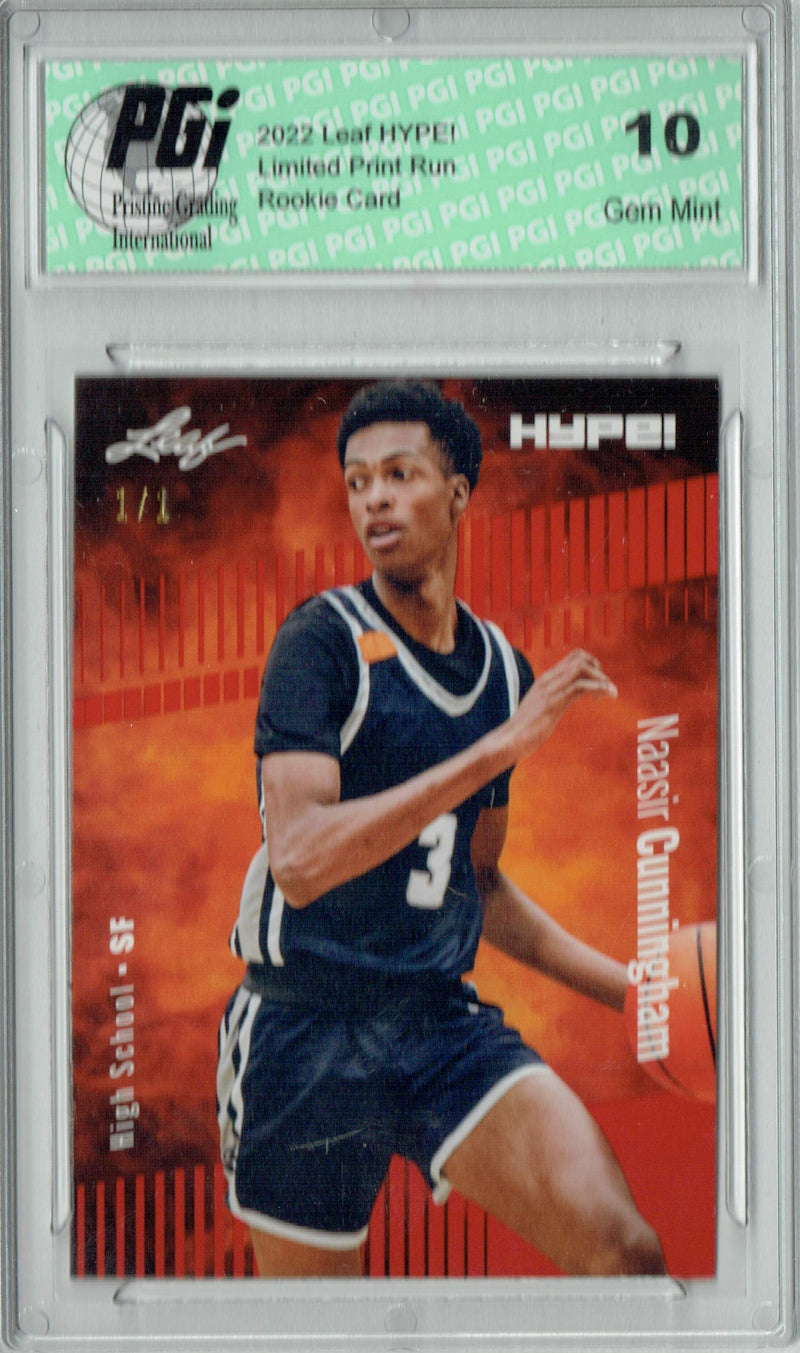 Nassir Cunningham 2022 Leaf Hype #73 Red Blank Back #1/1 Rookie Card PGI 10