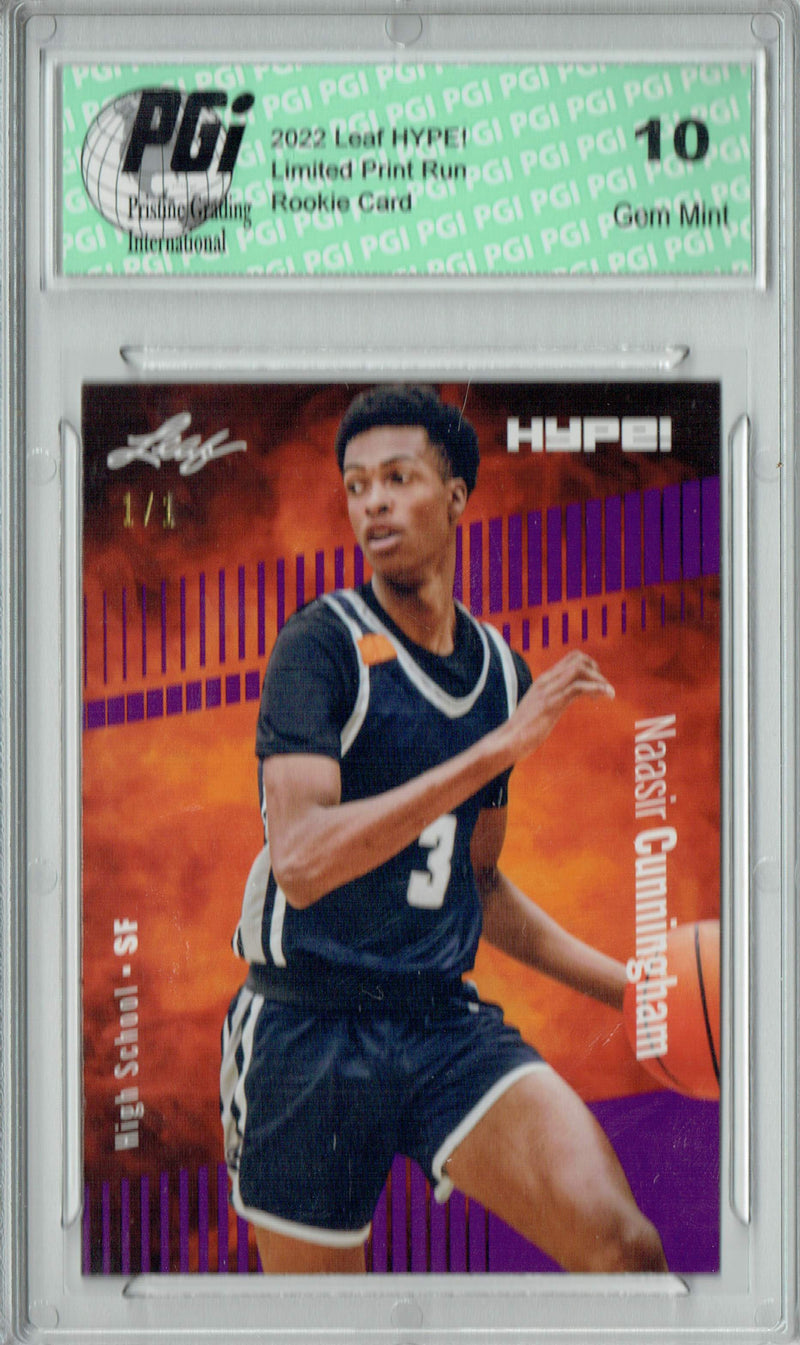 Nassir Cunningham 2022 Leaf Hype #73 Purple Blank Back #1/1 Rookie Card PGI 10