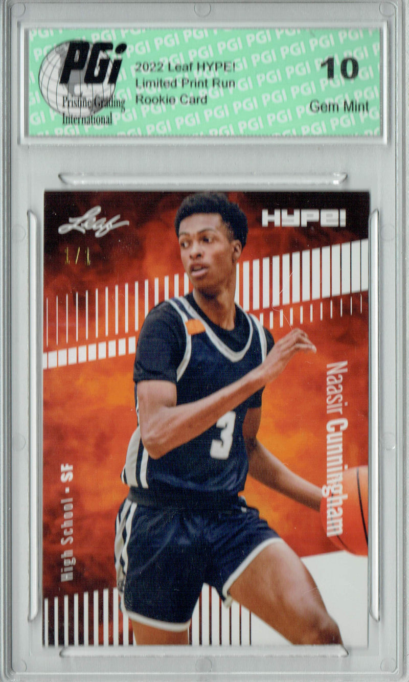 Nassir Cunningham 2022 Leaf Hype #73 White Blank Back #1/1 Rookie Card PGI 10