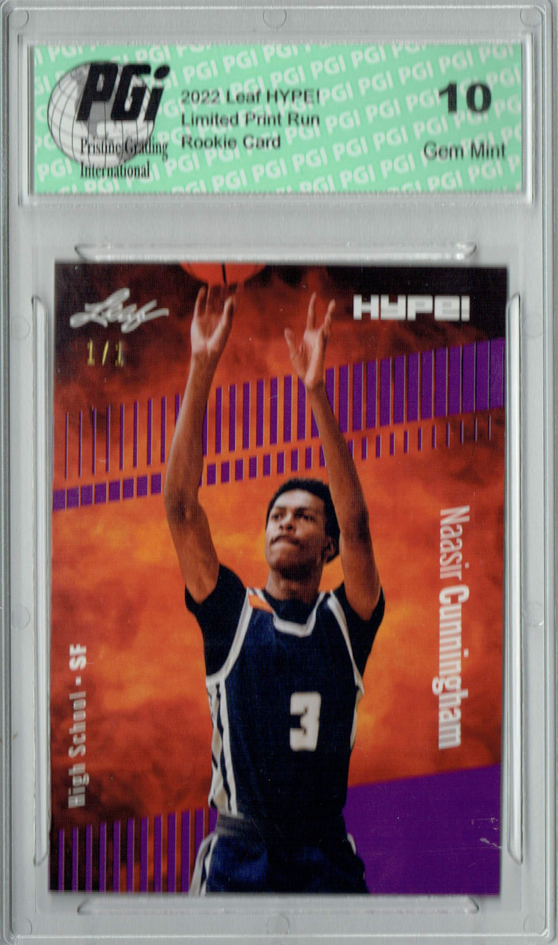 Nassir Cunningham 2022 Leaf Hype #73A Purple Blank Back #1/1 Rookie Card PGI 10