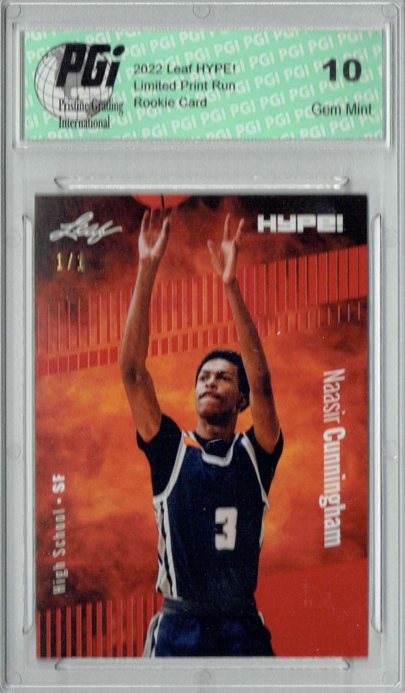 Nassir Cunningham 2022 Leaf Hype #73A Red Blank Back #1/1 Rookie Card PGI 10