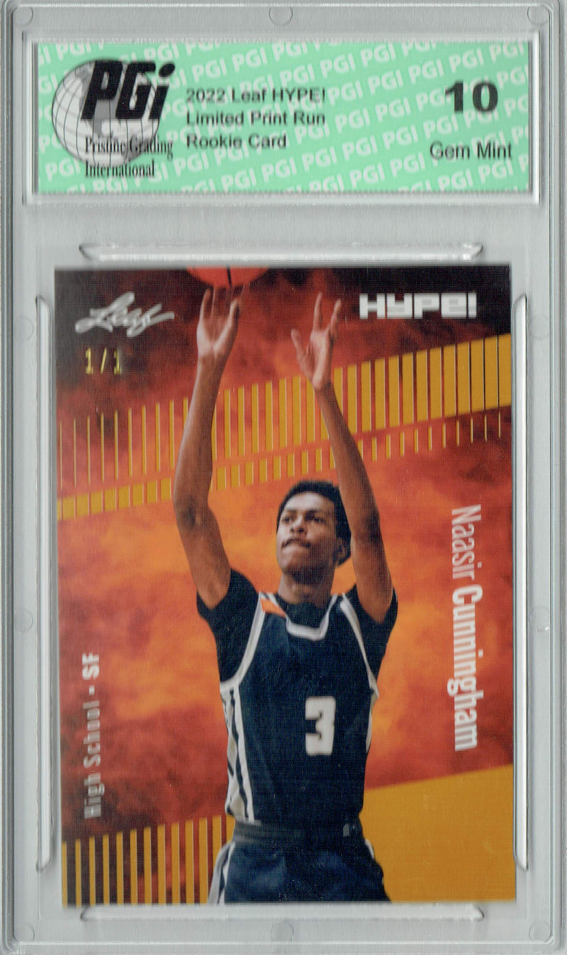 Nassir Cunningham 2022 Leaf Hype #73A Gold Blank Back #1/1 Rookie Card PGI 10