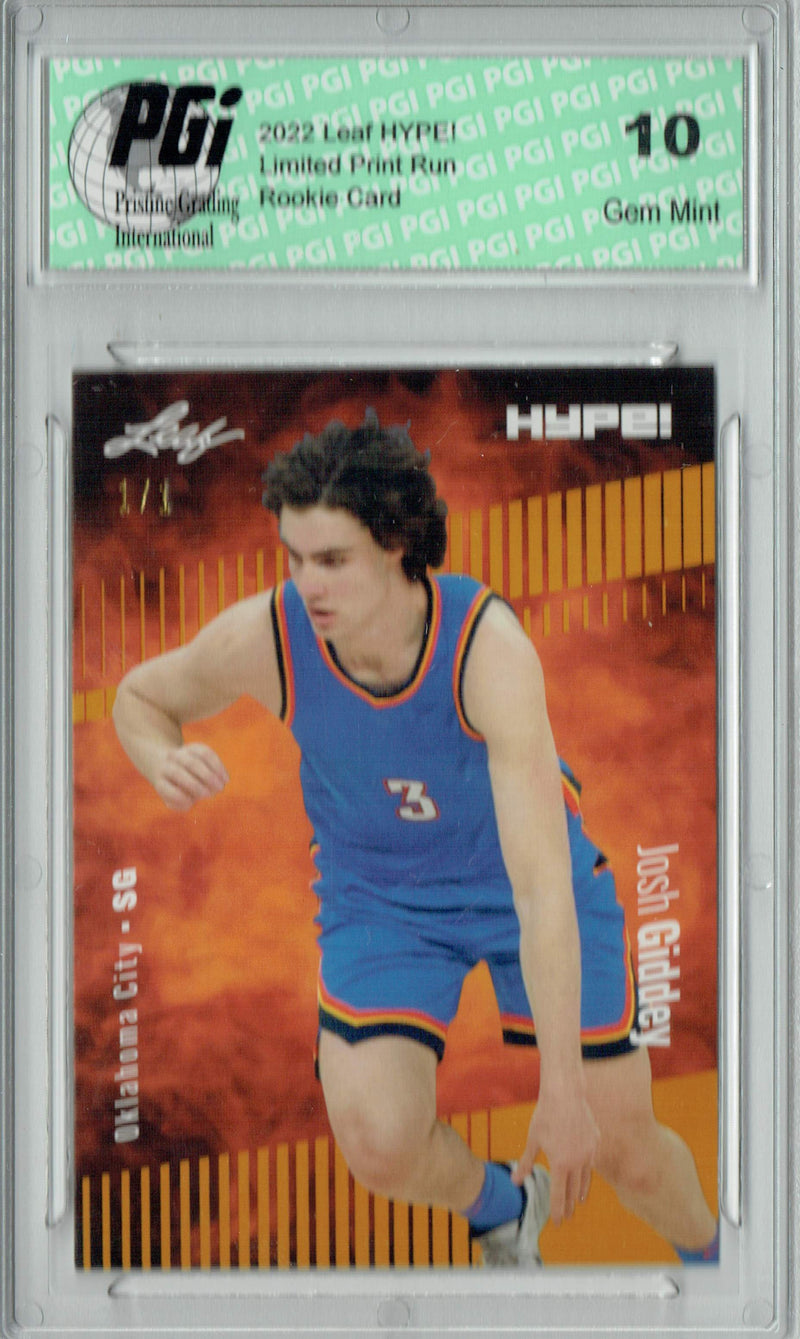 Josh Giddey 2022 Leaf Hype #74 Gold Blank Back #1/1 Rookie Card PGI 10