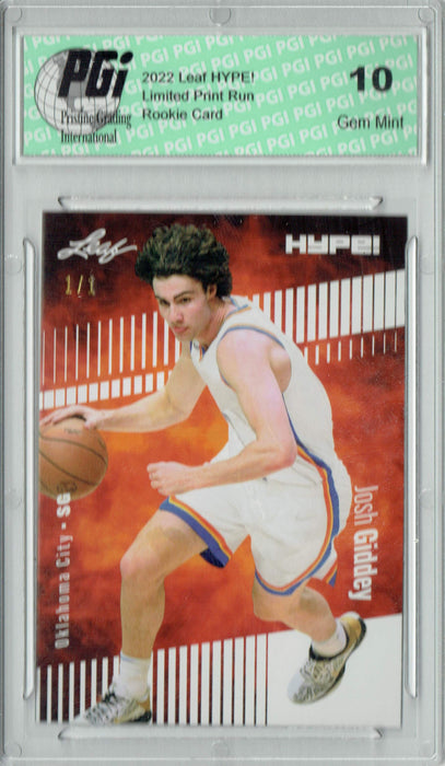 Josh Giddey 2022 Leaf Hype #74A White Blank Back #1/1 Rookie Card PGI 10
