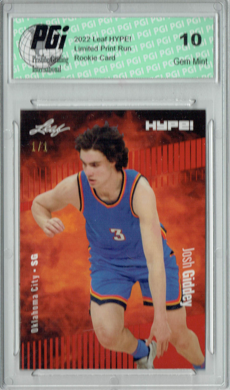 Josh Giddey 2022 Leaf Hype #74 Red Blank Back #1/1 Rookie Card PGI 10