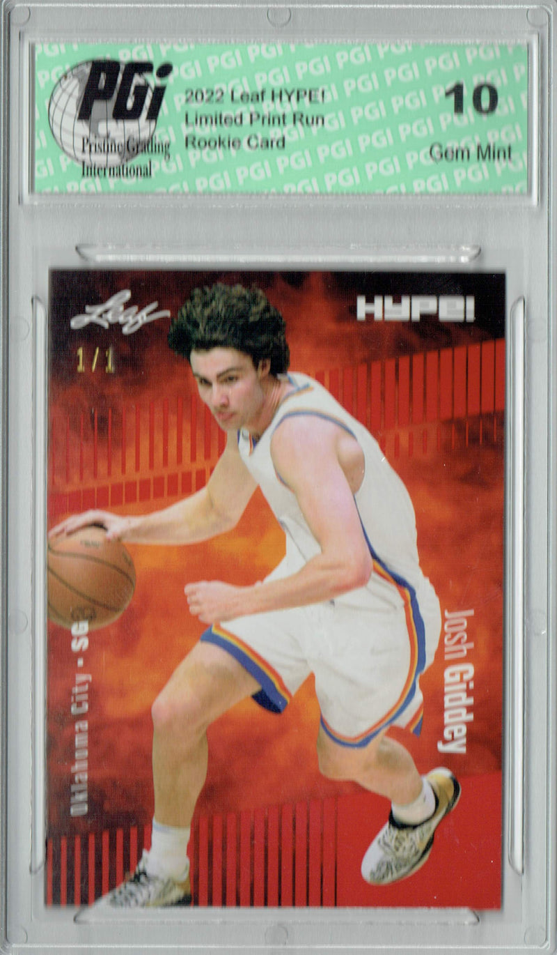 Josh Giddey 2022 Leaf Hype #74A Red Blank Back #1/1 Rookie Card PGI 10